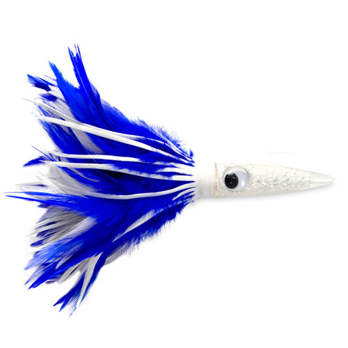 C&H Wahoo Whacker Feather Lure (White/Blue Feather Skirt)